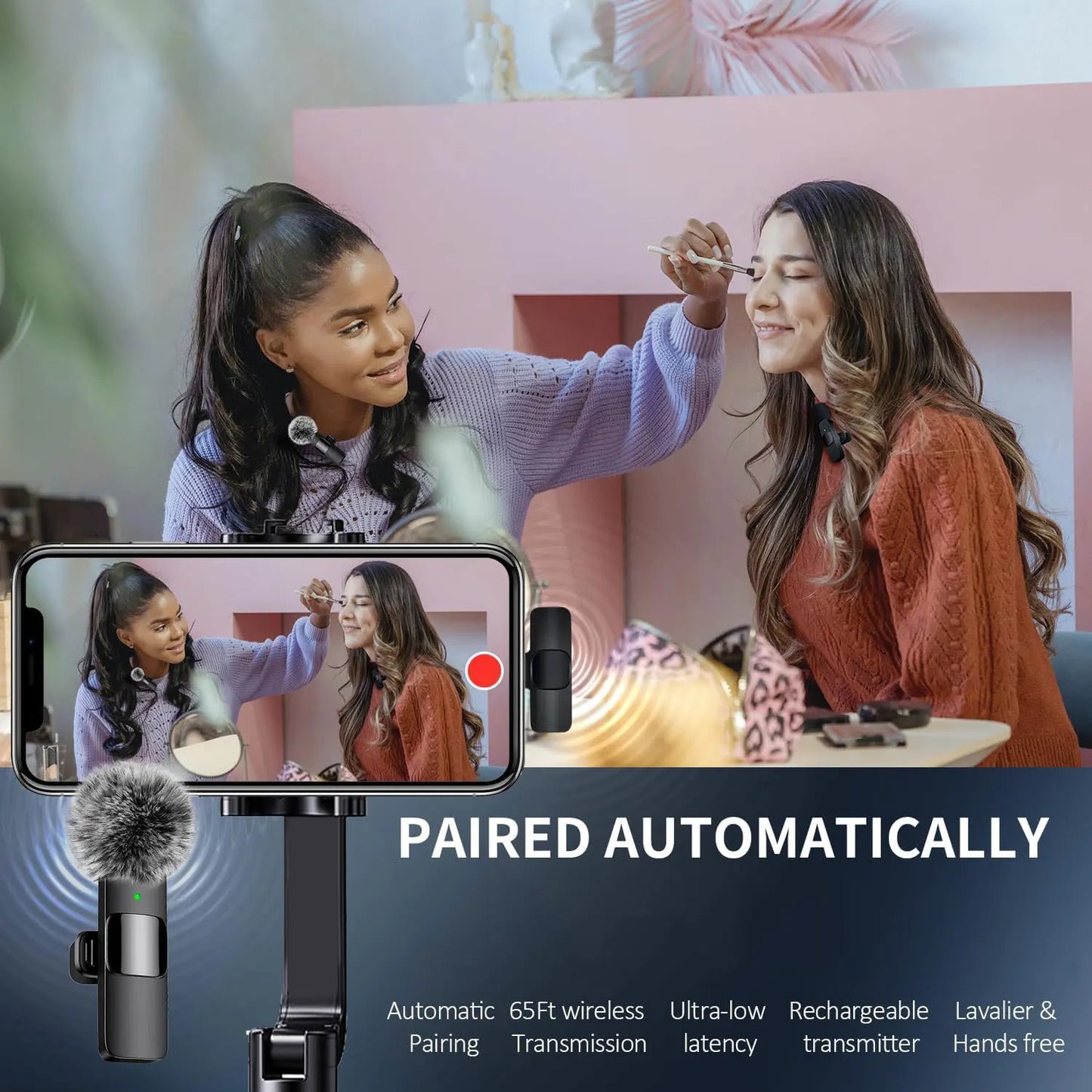 Wireless Lavalier Microphone for Audio and Video Recording - Compatible with iPhone, Android, Laptop, and Mobile Devices for Live Gaming