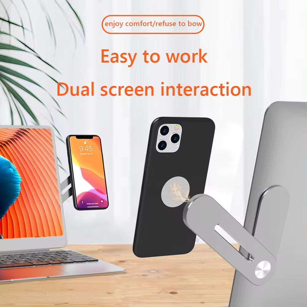 Metal Expansion Phone Stand and Magnetic Folding Holder for Tesla, iPhone, and PC Monitor Side Mount Support Bracket