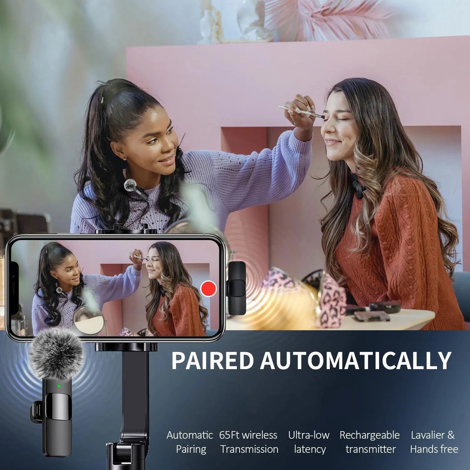 Wireless Lavalier Microphone for Audio and Video Recording - Compatible with iPhone, Android, Laptop, and Mobile Devices for Live Gaming